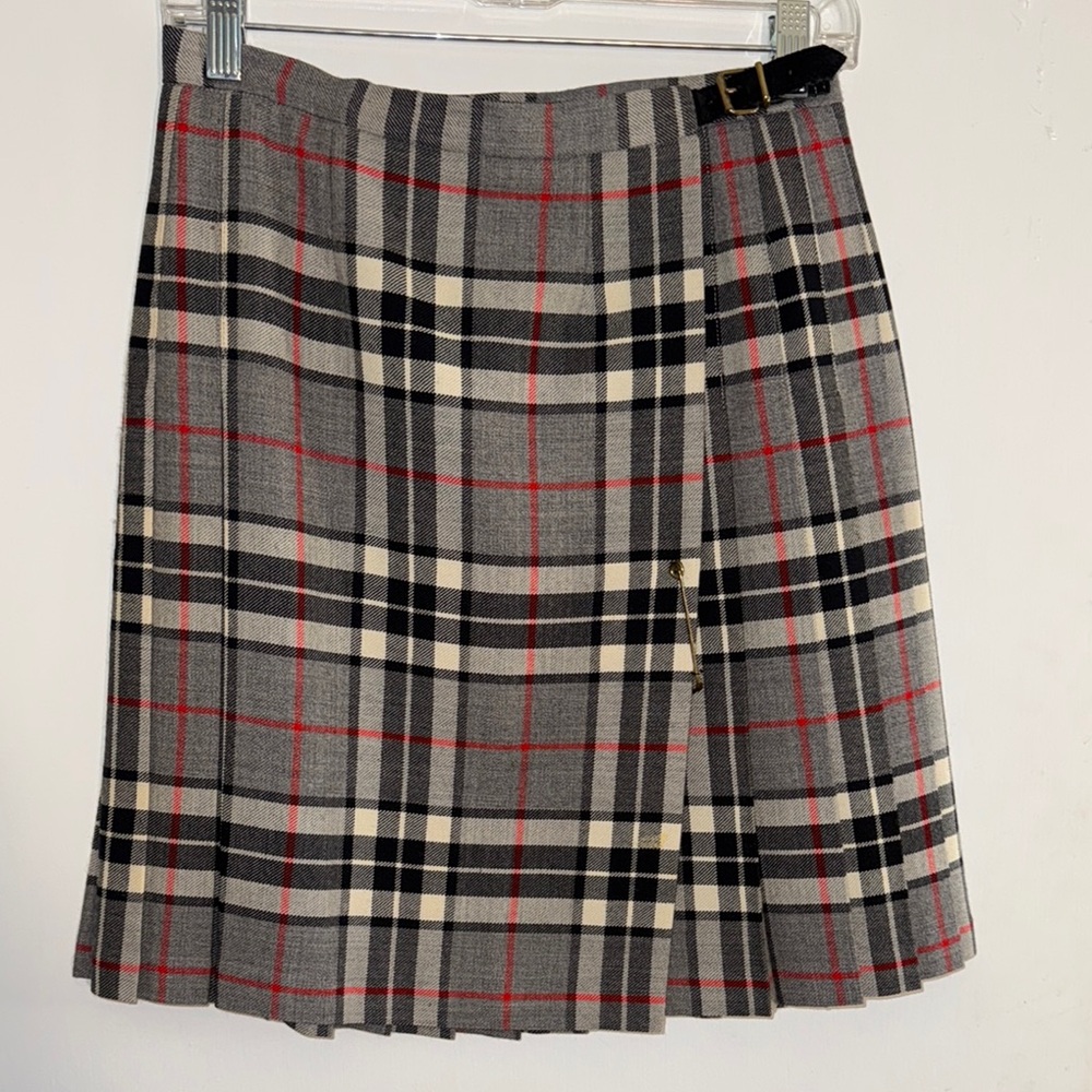 Saks Fifth Avenue Gray Black Knee-Length A-Line Pleated Skirt